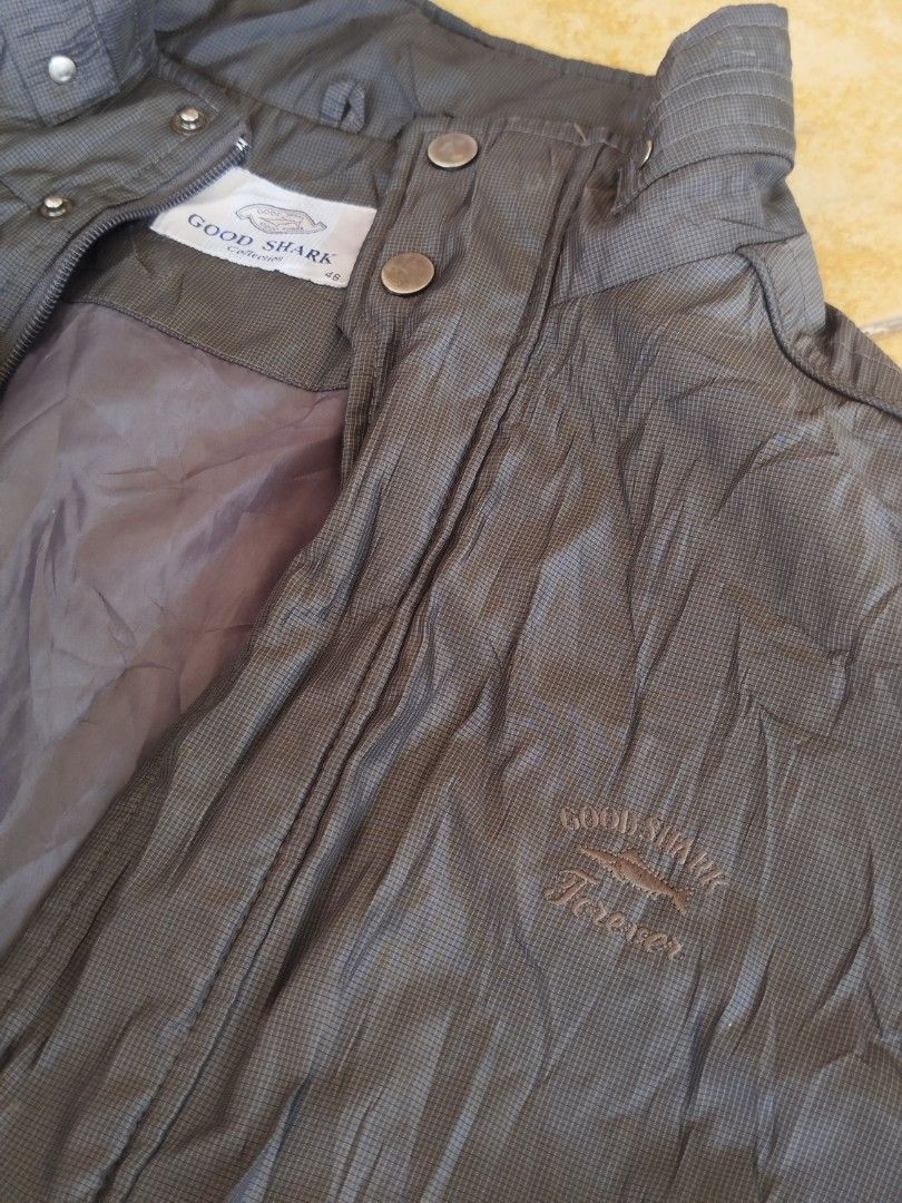 Good Shark Forever Jacket (Category: Coats, Jackets and Outerwear) located in Manila. Submitted by rfaiyaz (Listing ID 1459724660, Image 2). Description: Grey Zip-Up Good Shark Forever Size Large (my height is 5'9) Textured/checkered pattern Button details at collar and cuffs Excellent - Like New Condition .