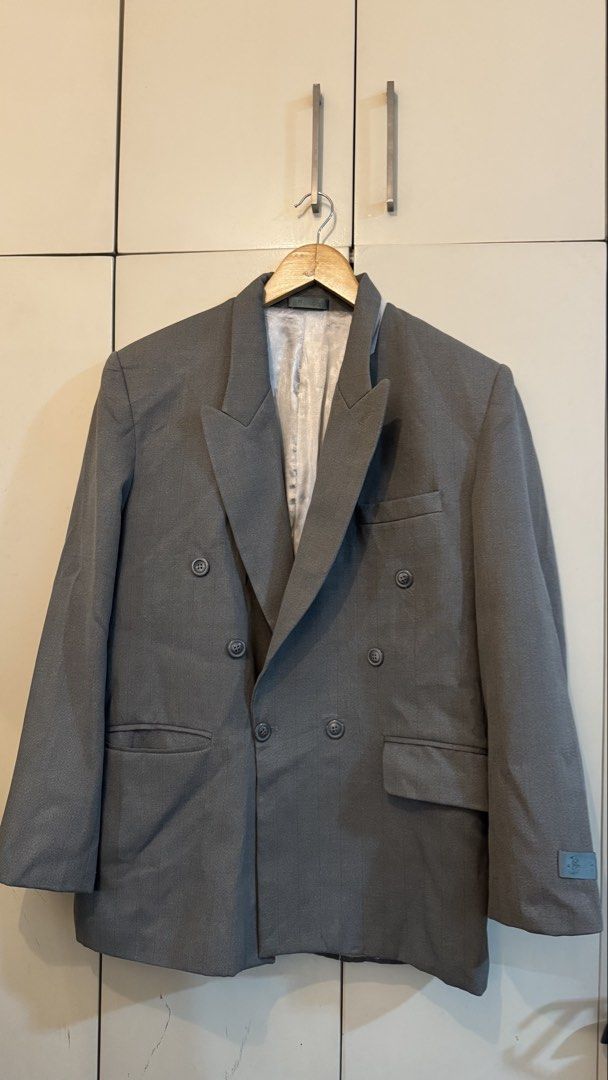 Greenish gray premium blazer (Category: Coats, Jackets and Outerwear) located in Quezon City. Submitted by mogsmogs (Listing ID 1459765442, Image 1). Description: Good color way Classic Premium Full inner lining Dimes: 22 w x 29 l.