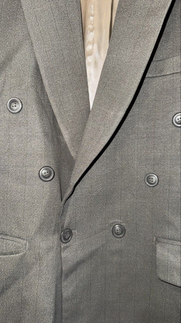 Greenish gray premium blazer (Category: Coats, Jackets and Outerwear) located in Quezon City. Submitted by mogsmogs (Listing ID 1459765442, Image 2). Description: Good color way Classic Premium Full inner lining Dimes: 22 w x 29 l.