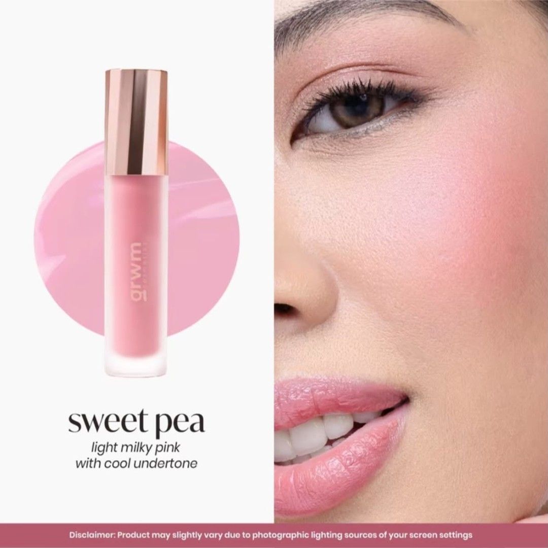 GRWM Bingsu & Sweet Pea Liquid Blush (Category: Makeup) located in Paranaque City. Submitted by bethaignacio (Listing ID 1459794945, Image 2). Description: - Achieve a natural, dewy flush with GRWM liquid blush. - Shade: Bingsu - light coral pink with warm undertones. - Shade: Sweet Pea - light milky pink with cool undertones. - Perfect for a dewy, fresh-faced look. - Available for individual purchase or as a set..