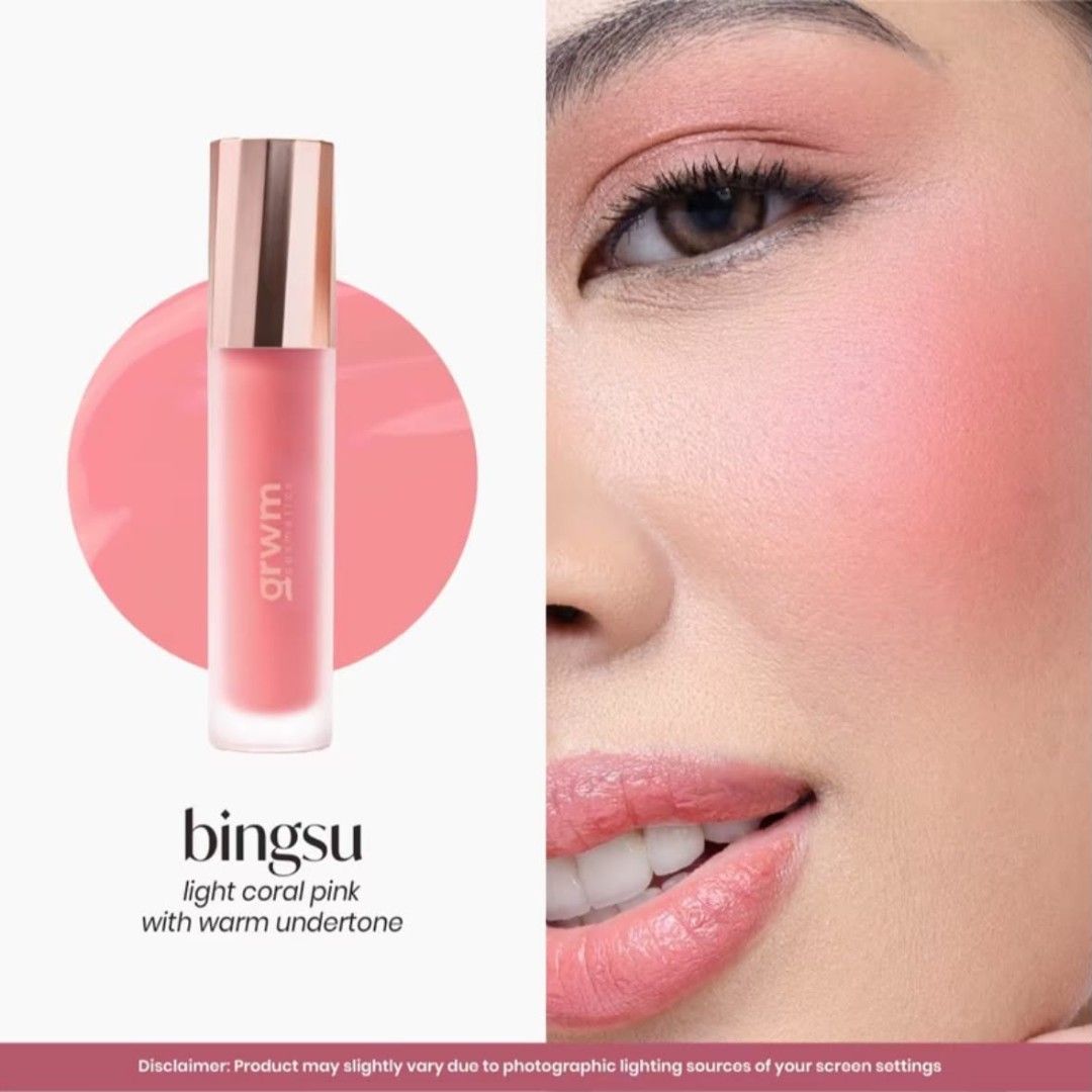 GRWM Bingsu & Sweet Pea Liquid Blush (Category: Makeup) located in Paranaque City. Submitted by bethaignacio (Listing ID 1459794945, Image 1). Description: - Achieve a natural, dewy flush with GRWM liquid blush. - Shade: Bingsu - light coral pink with warm undertones. - Shade: Sweet Pea - light milky pink with cool undertones. - Perfect for a dewy, fresh-faced look. - Available for individual purchase or as a set..