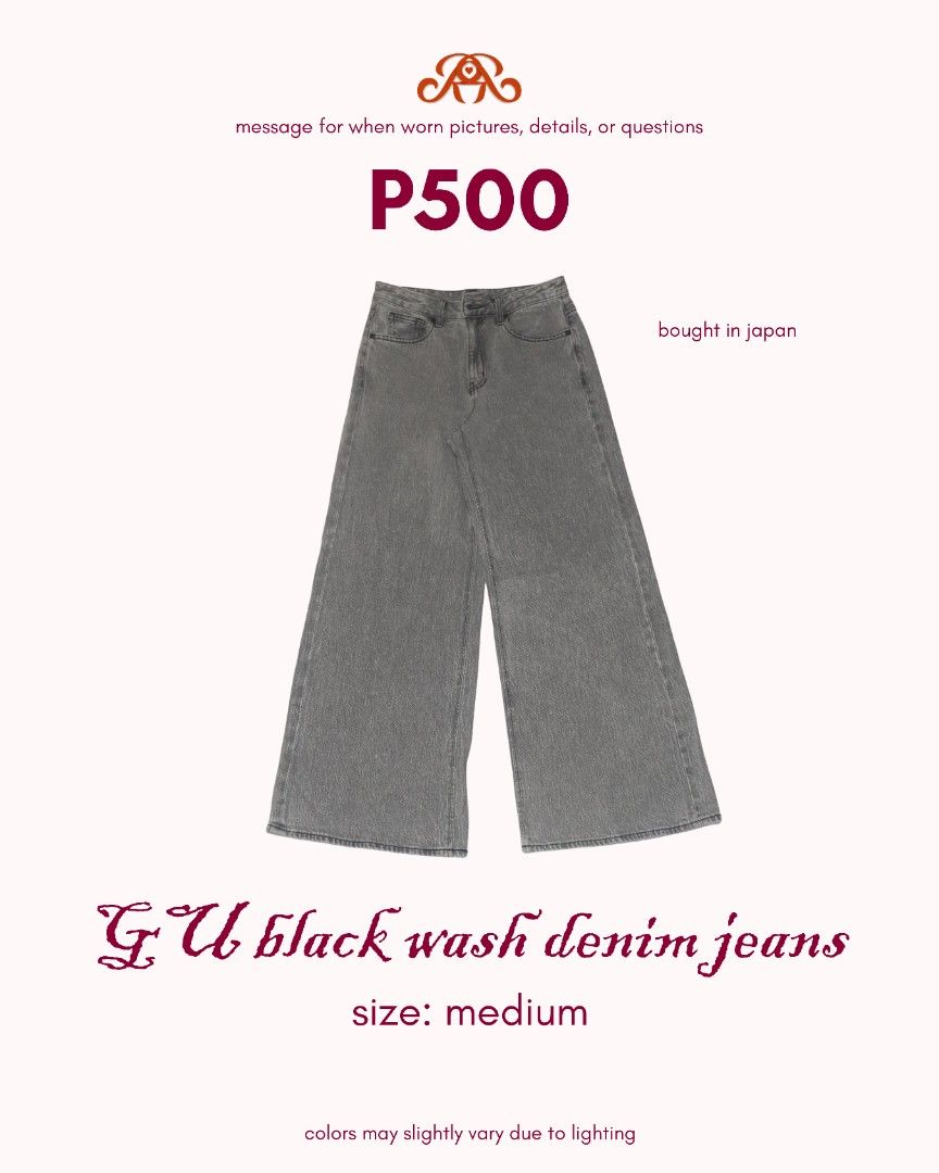 GU black wash denim jeans (Category: Jeans) located in Quezon City. Submitted by relviezin_ (Listing ID 1459813755, Image 1). Description: .