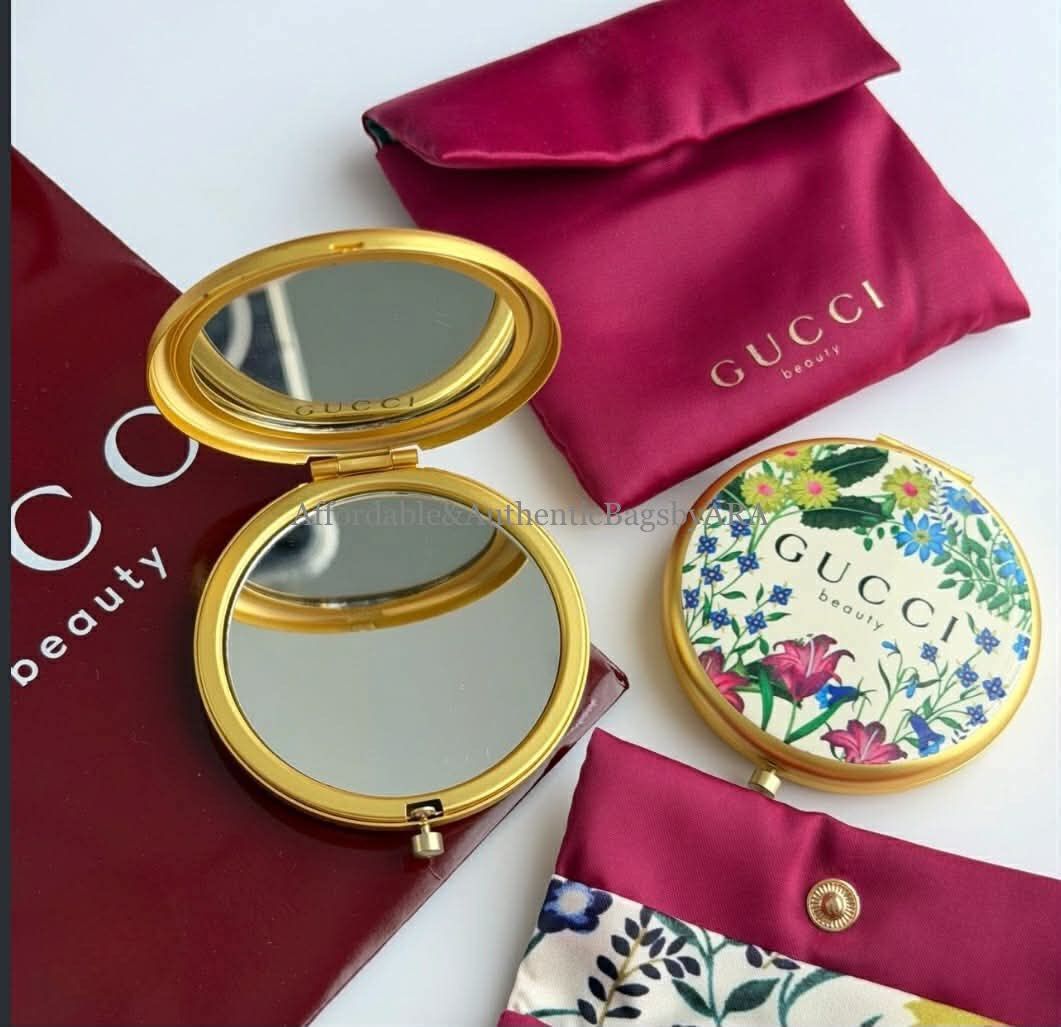 GWP GUCCI FLORA GORGEOUS ORCHID COMPACT MIRROR (Category: Luxury Accessories) located in Daet. Submitted by ecassenluxuries (Listing ID 1459733882, Image 1). Description: 📌 FIXED PRICE ALREADY ▫️Authentic GWP Gucci Beauty item ▫️Gucci Flora Gorgeous Orchid compact mirror ▫️Features a beautiful floral design ▫️Includes a satin pouch ▫️Ideal for convenient touch-ups anywhere ✅ All items are guaranteed 💯% AUTHENTIC GWP ITEM ✅ Onhand 🪧STRICTLY PAY