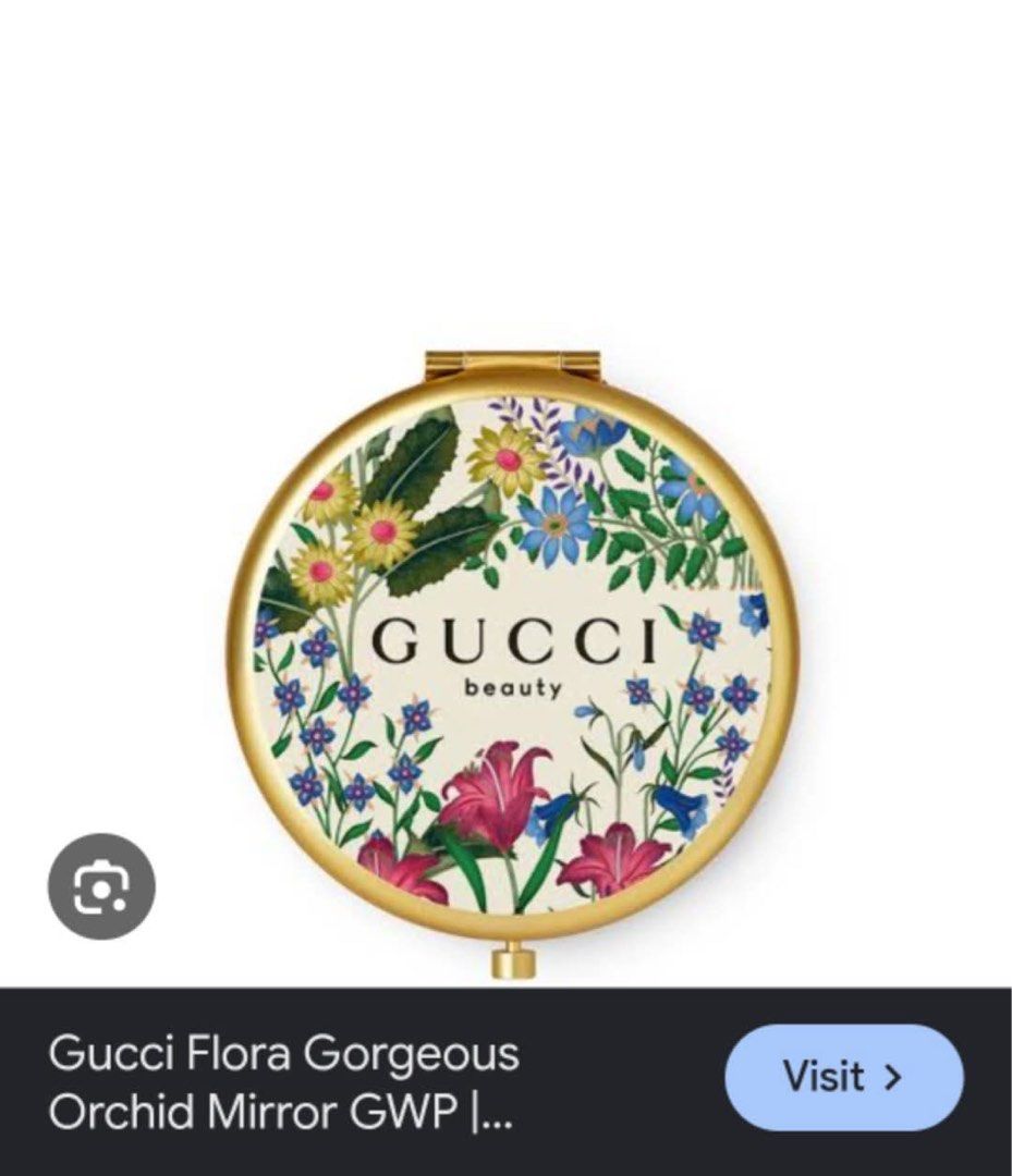 GWP GUCCI FLORA GORGEOUS ORCHID COMPACT MIRROR (Category: Luxury Accessories) located in Daet. Submitted by ecassenluxuries (Listing ID 1459733882, Image 2). Description: 📌 FIXED PRICE ALREADY ▫️Authentic GWP Gucci Beauty item ▫️Gucci Flora Gorgeous Orchid compact mirror ▫️Features a beautiful floral design ▫️Includes a satin pouch ▫️Ideal for convenient touch-ups anywhere ✅ All items are guaranteed 💯% AUTHENTIC GWP ITEM ✅ Onhand 🪧STRICTLY PAY