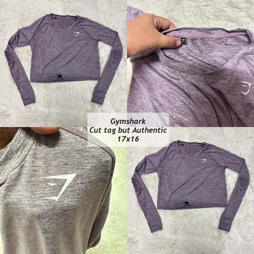Gymshark crop top long sleeves (Category: Activewear) located in Antipolo. Submitted by swertecat (Listing ID 1459781711, Image 1). Description: Cut tag but authentic May hairline crack print sa logo.
