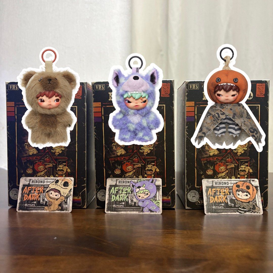 Hirono After Dark Blind Box Figures (Category: Designer & Blind Box Toys) located in Cainta. Submitted by winkyhooniee (Listing ID 1459816485, Image 1). Description: Available: Masked Off Script Hollow - 1150php each - All sealed; opened bottom box only.