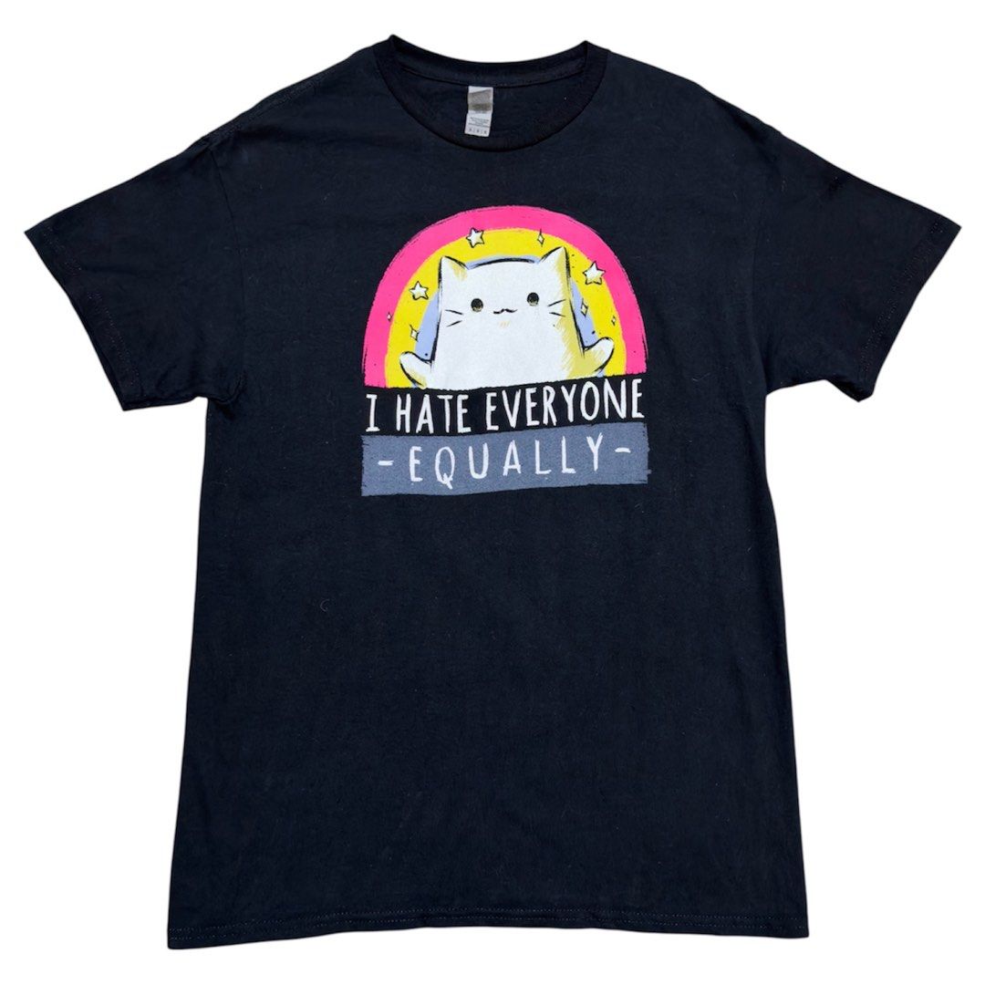 I Hate Everyone Equally Cat Humor Tee Shirt (Category: Tshirts & Polo Shirts ) located in Dinalupihan. Submitted by brokencasket (Listing ID 1459822978, Image 1). Description: I Hate Everyone Equally Cat Humor Tee Shirt Size M. 18.5 in width 28 in length.