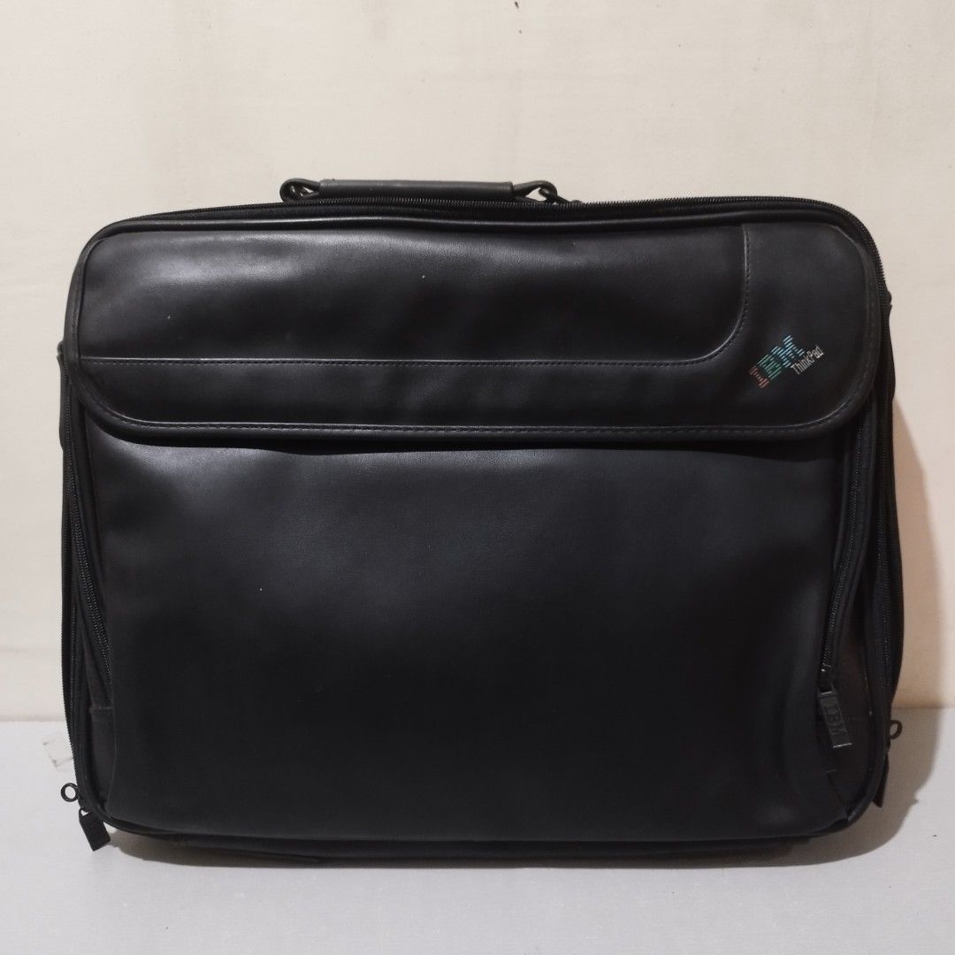 IBM ThinkPad Black Leather Laptop Bag (Category: Laptop Bags & Sleeves) located in Manila. Submitted by love.aiden (Listing ID 1459858931, Image 1). Description: - Classic black IBM ThinkPad laptop bag - Made of durable leather - Multiple interior compartments for accessories and laptop - Sturdy handle for comfortable carrying - Smooth, reliable zippers - Ideal for transporting your tech essentials.