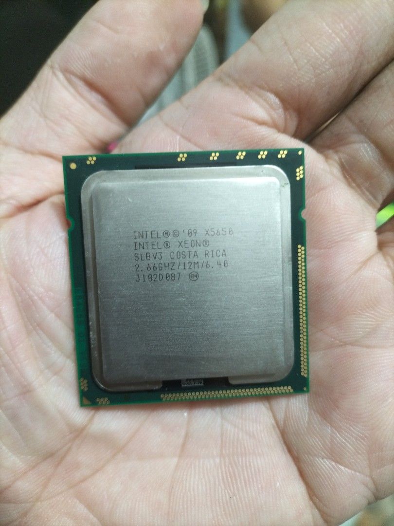 Intel Xeon X5650/6core+12threads (Category: Computer Parts) located in Manila. Submitted by crazyshop102 (Listing ID 1459772229, Image 1). Description: Intel Xeon X5650 6core 12threads LGA 1366 location mga boss ilugin pinagbuhatan pasig city.