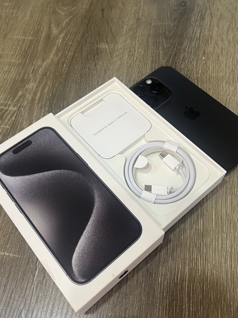 Iphone 15 pro 128Gb (Category: iPhone 15 Series) located in Muntinlupa City. Submitted by goodsbymjp (Listing ID 1459695541, Image 1). Description: - iPhone 15 Pro - 128GB Storage - Color: Black - Includes original box and charging cable.