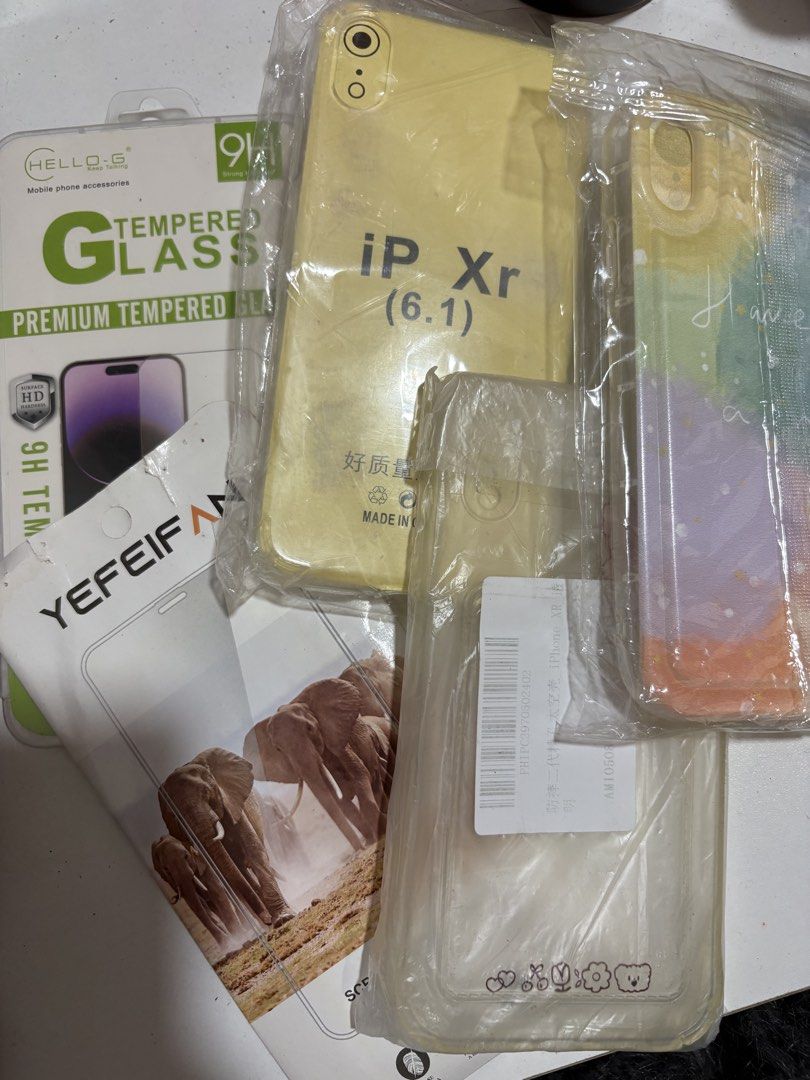 Iphone XR cases and tempered glass (take all) (Category: Cases & Sleeves) located in Quezon City. Submitted by makeitkmn (Listing ID 1459873578, Image 1). Description: All brandnew.