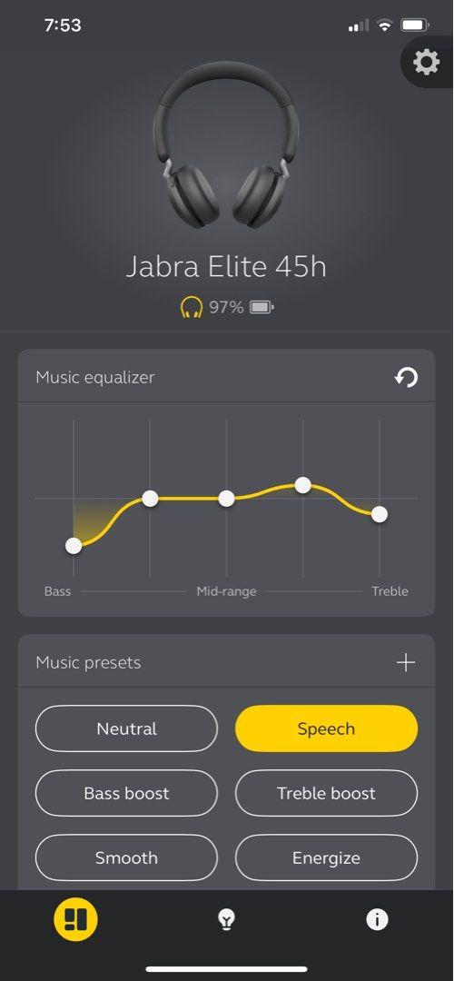 Jabra Elite 45h lightly used. (Category: Headphones & Headsets) located in Cainta. Submitted by mjpanopio110509 (Listing ID 1459815362, Image 3). Description: The Jabra Elite 45h is a lightweight, on-ear wireless Bluetooth 5.0 headphone featuring 40mm dynamic drivers and an exceptional battery life of up to 50 hours. .
