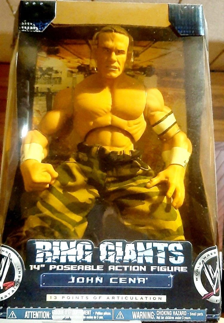Jakks Pacific WWE Ring Giants 14" Action Figure (Category: Action & Battle Toys) located in Liloan. Submitted by angelyneroberts_171329 (Listing ID 1459702804, Image 3). Description: FOR SALE Jakks Pacific WWE Ring Giants 14" Action Figure DESCRIPTION : - WWE Ring Giants (Large 14-inch scale). - 13 movable joints. -Released in Mid-2000s (circa 2005–2006). CONDITION : - 10/10, Mint In Box - what you see is what you get - LEGIT PRICE : p24,500 set 