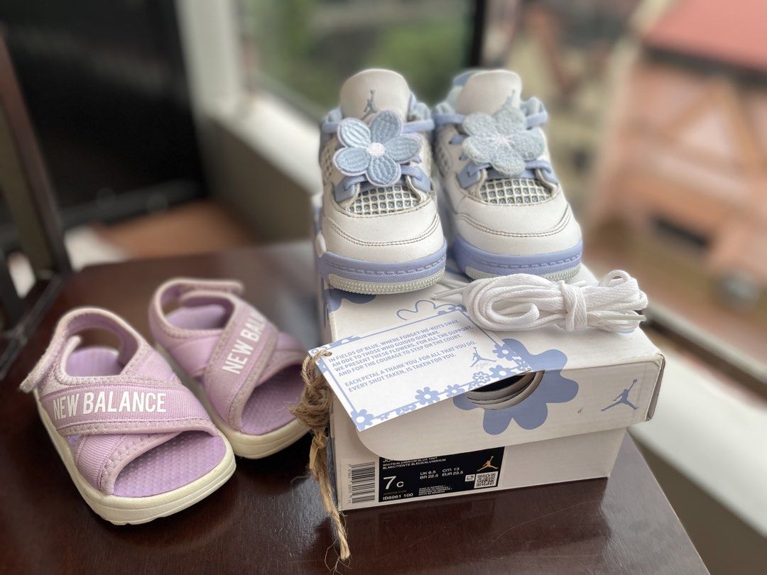Jordan & NB for Toddler (Category: Babies & Kids Fashion) located in Manila. Submitted by street_grails.mnl (Listing ID 1459710161, Image 1). Description: 🧸 DECLUTTERING SALE! 👟✨ Letting go of some of my baby’s shoes. Both are well-loved but still in good to pristine condition. No issues! 💯 👟 Jordan 4 Retro TD Aluminum • Size: 7C / 13cm • Rarely worn • Pristine condition • No issues 👟 New Balance NClay Series • Size: 7C / 13cm • Good conditi