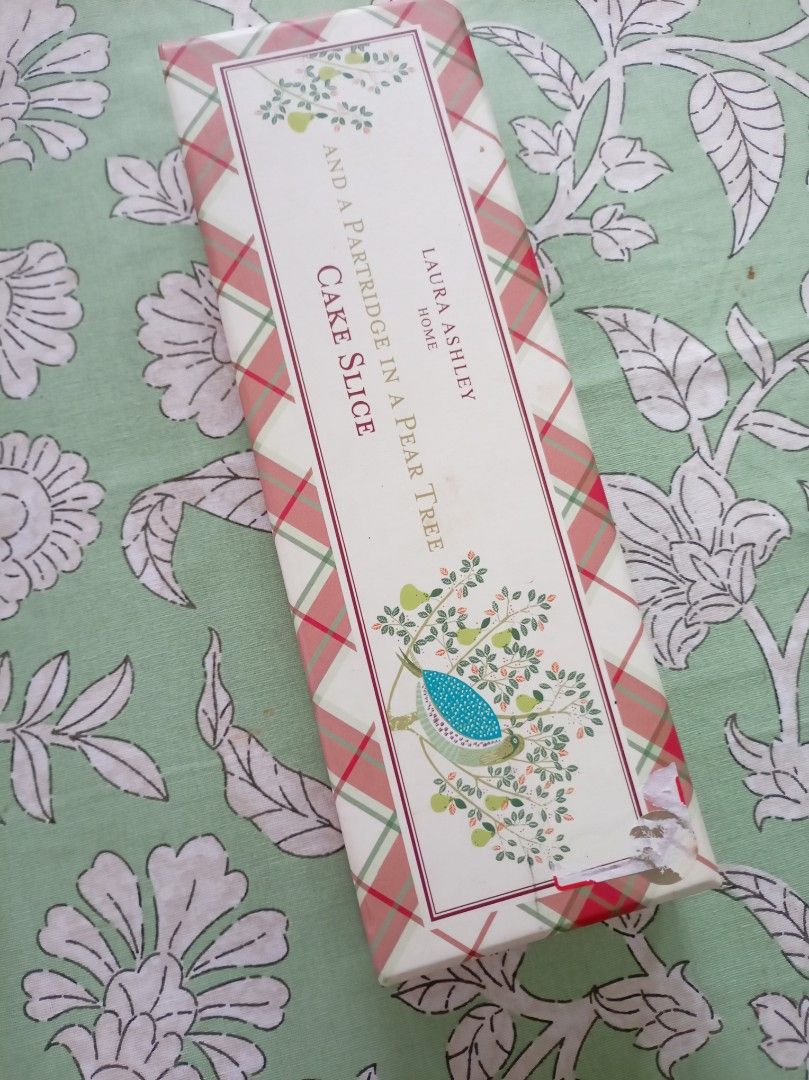 Laura Ashley Cake Slice (Category: Coffee & Tea Tableware) located in Makati City. Submitted by meowmyella (Listing ID 1459751819, Image 1). Description: - Genuine Laura Ashley cake slice and A Patridge in a pear tree - Perfect for serving cakes and pies thia Holiday Season - Includes original packaging (box shows minor edge wear). - Makes a wonderful gift or addition to your kitchen. orig price GBP 15 or PHP 1300.