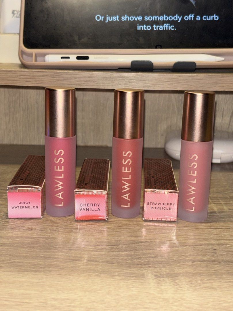 Lawless Lip Plumper Gloss (Full size) (Category: Makeup) located in Davao. Submitted by mielle_888 (Listing ID 1459861044, Image 1). Description: ‼️Authentic & US Sephora sourced‼️ Shades: 🍉Juicy watermelon (1.1k) 🍒Cherry Vanilla (1.1k) 🍓Strawberry Popsicles (900)-lightly used .