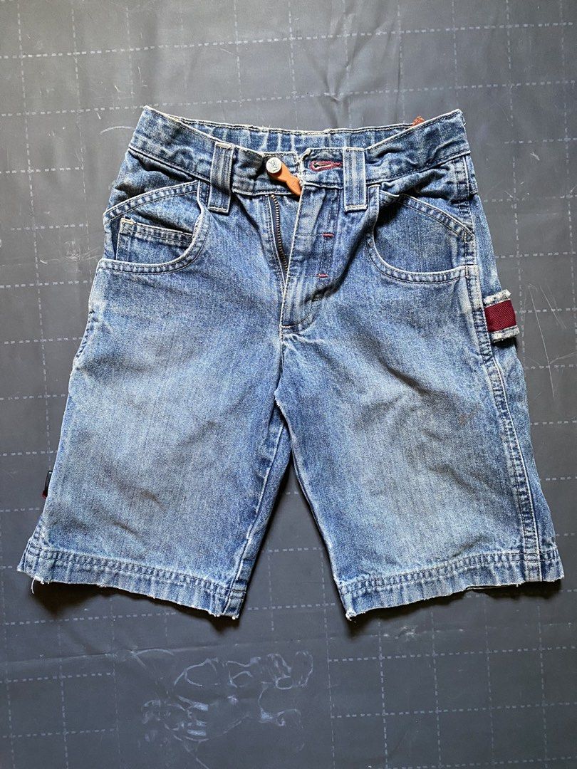 Lee Denim Shorts for Boys (Category: Babies & Kids Fashion) located in Zamboanga. Submitted by trippsnthrifts (Listing ID 1459769739, Image 1). Description: - Brand: Lee - Type: Blue Denim Shorts - Style: Classic five-pocket - Closure: Zip fly with button - Details: Small red tab on side and back pockets - Wash: Slightly faded denim - Occasion: Great for everyday wear.