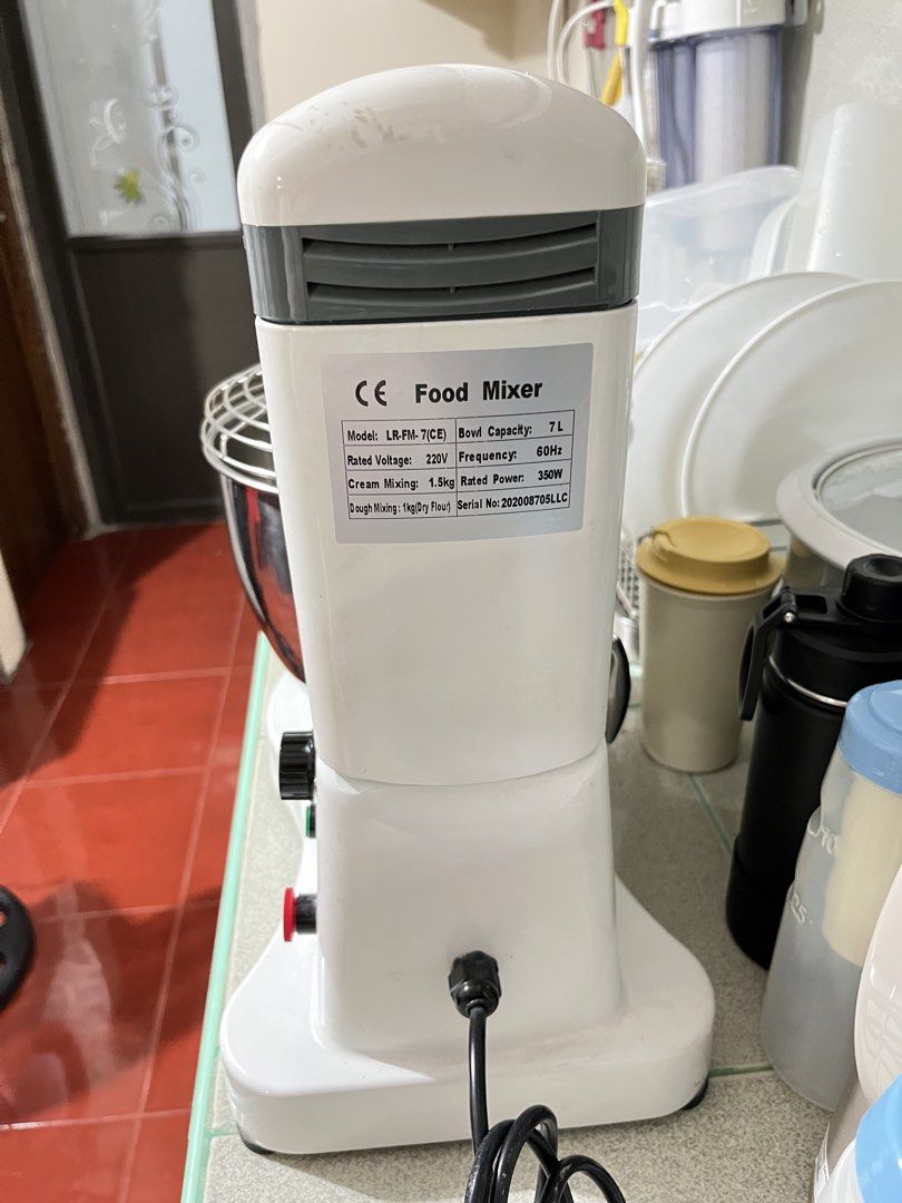 Linkrich 7L Stand Mixer (Category: Hand & Stand Mixers) located in Quezon City. Submitted by heyyyd (Listing ID 1459862258, Image 2). Description: 7L Stand mixer. Model:LR-FM-7 Complete set. Bowl, Dough hook, Wire whip, Flat beater. Tabletop Mixer Specifications: - 7L Tabletop mixer - 220V,0.35kw - Capacity:7L - Mixing speed:90-510r/min - Maxing kneading capacity:0.5kg - Net Weight:14.5kg - Dimensions:410x250x415mm No dents, need lang pa repair k