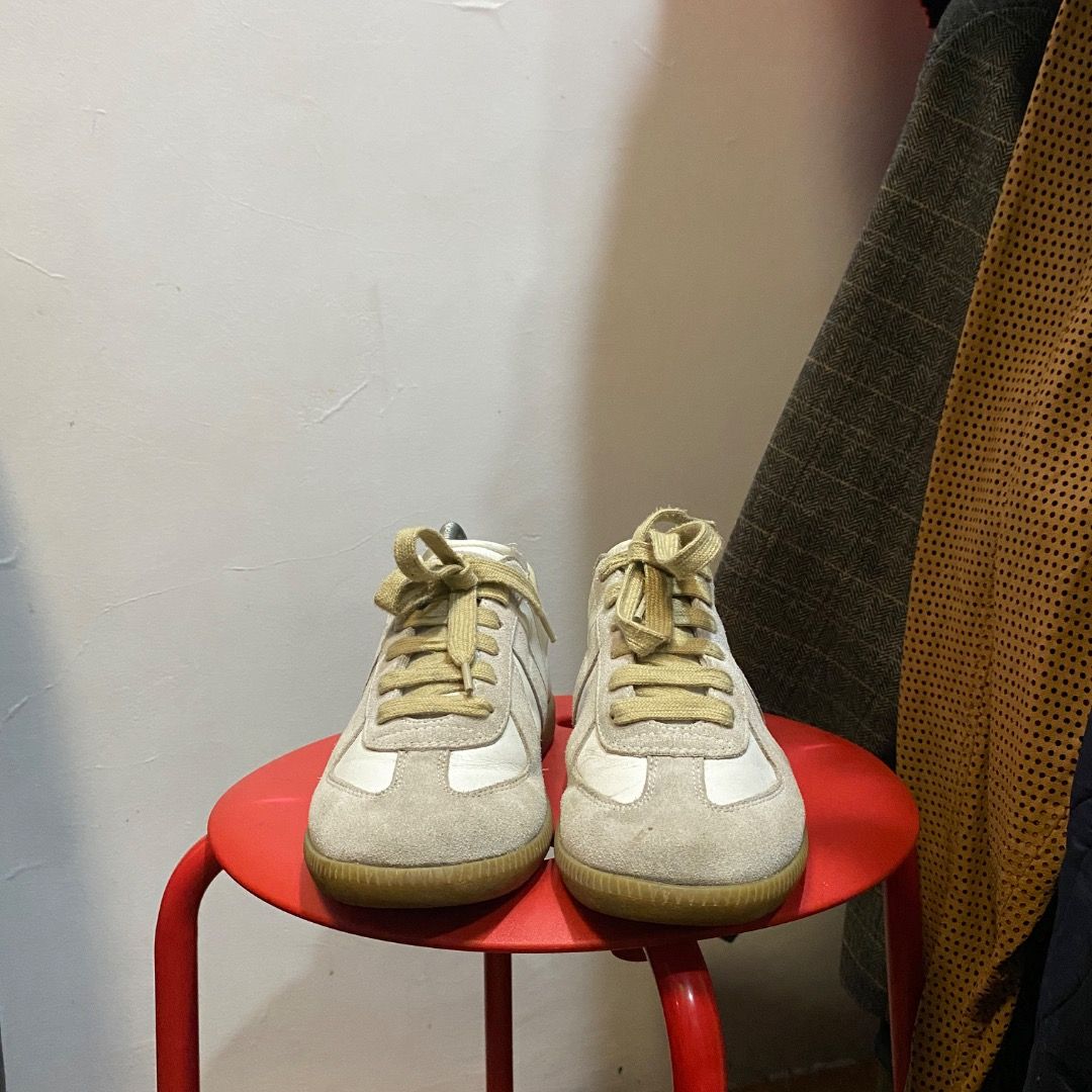 Maison Margiela GATS Replica 38 (Category: Sneakers) located in Antipolo. Submitted by bentakahitanoano (Listing ID 1459763830, Image 2). Description: Maison Margiela GATS Replica German Army Trainers Margiela Replica Sneakers (frequently referred to as "GATs"). This luxury low-top silhouette features a premium nappa leather upper paired with textured suede panel overlays along the toe box and sides. It is constructed with a distinctive round-toe