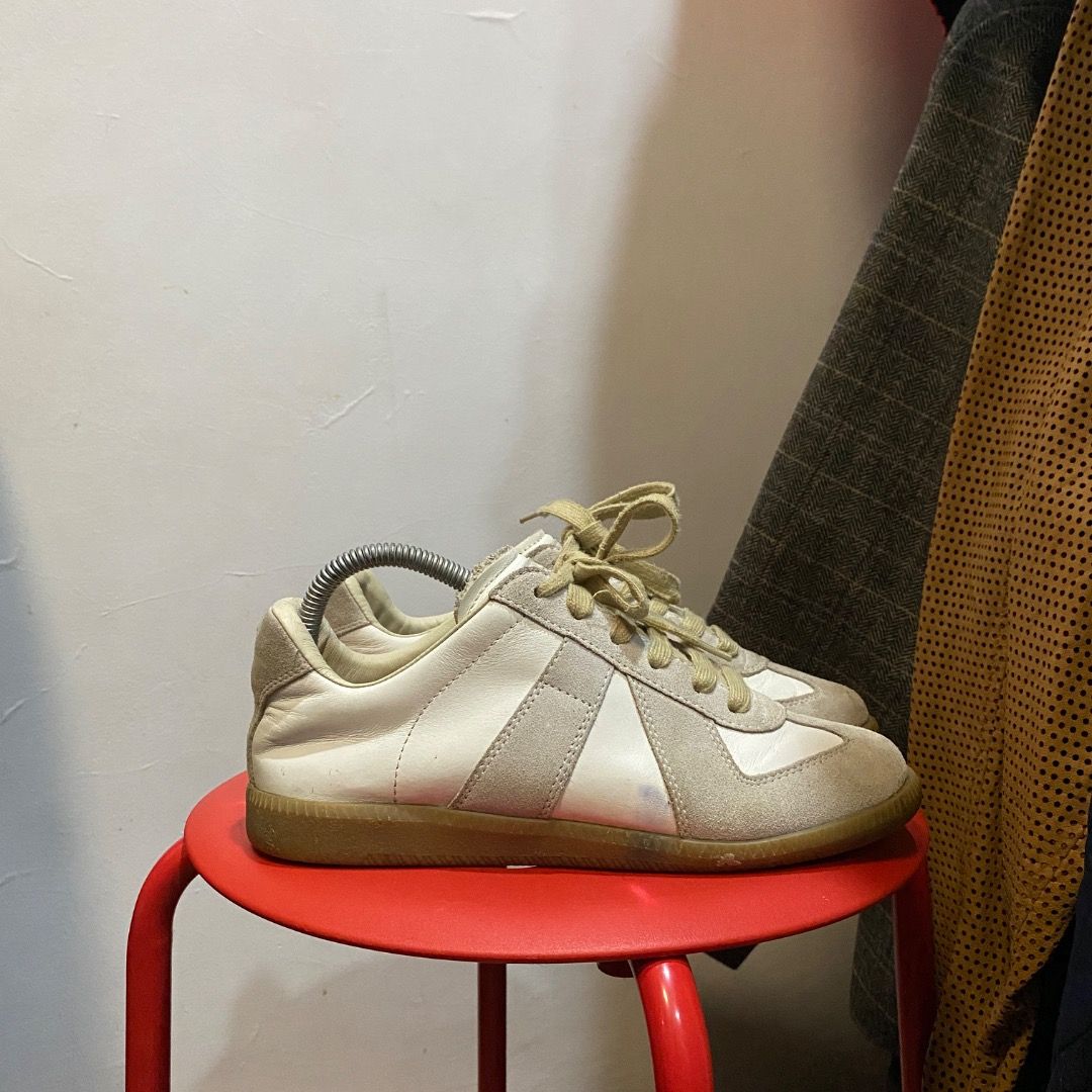 Maison Margiela GATS Replica 38 (Category: Sneakers) located in Antipolo. Submitted by bentakahitanoano (Listing ID 1459763830, Image 1). Description: Maison Margiela GATS Replica German Army Trainers Margiela Replica Sneakers (frequently referred to as "GATs"). This luxury low-top silhouette features a premium nappa leather upper paired with textured suede panel overlays along the toe box and sides. It is constructed with a distinctive round-toe
