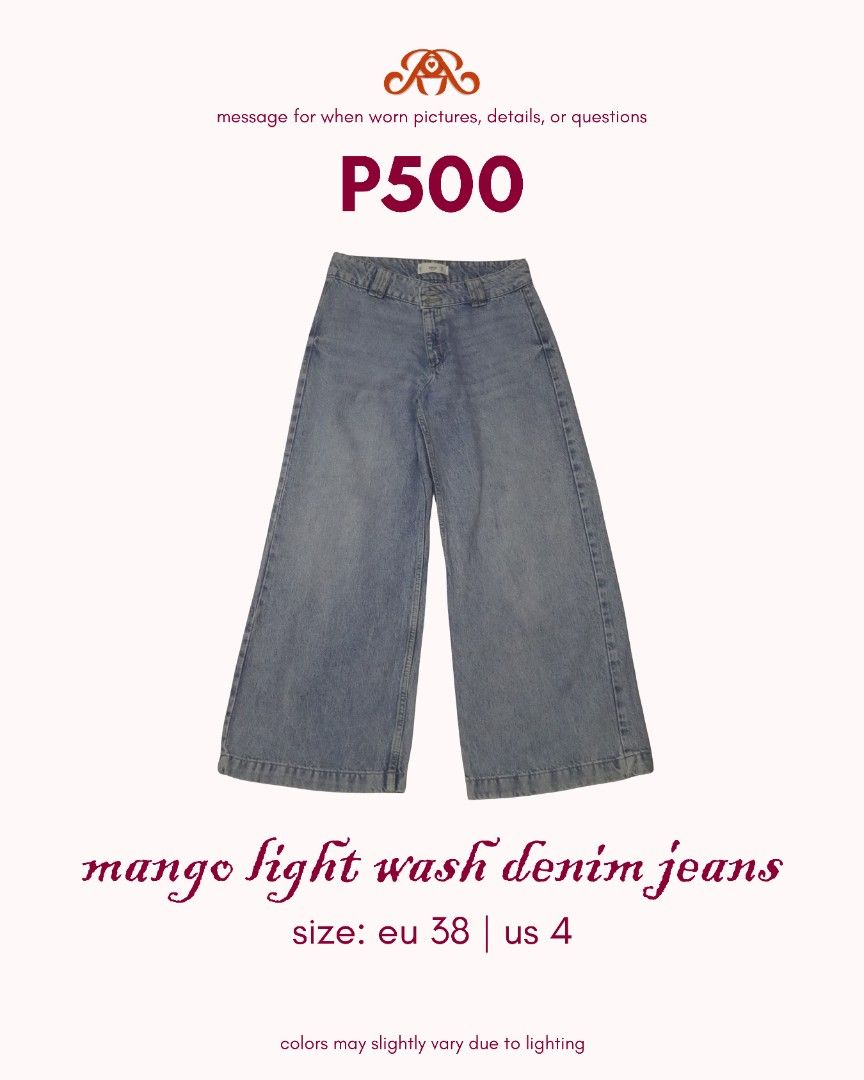 Mango Light Wash Denim Jeans (Category: Jeans) located in Quezon City. Submitted by relviezin_ (Listing ID 1459814158, Image 1). Description: .