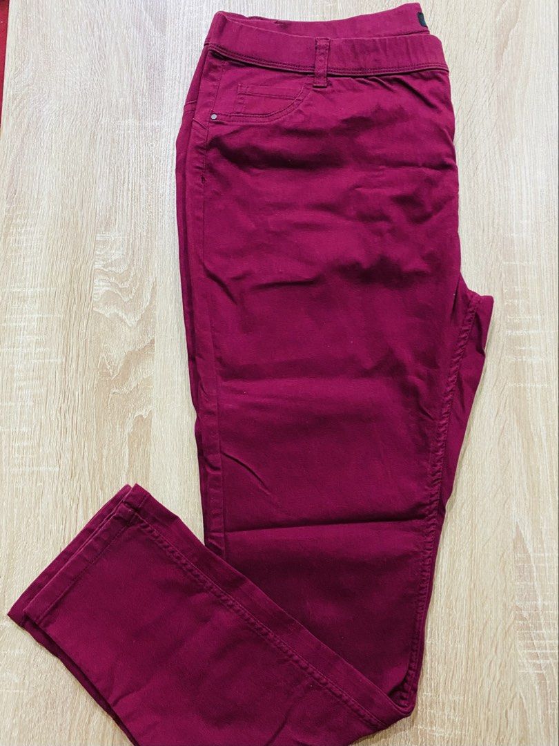 Maroon Elastic Waist Pants (Category: Other Bottoms) located in Indang. Submitted by matilde.sshop (Listing ID 1459885319, Image 1). Description: - Deep, rich maroon color - Comfortable elastic waistband - Classic five-pocket design - Sturdy cotton blend fabric - Versatile for casual or slightly dressed-up outfits - Easy pull-on style.