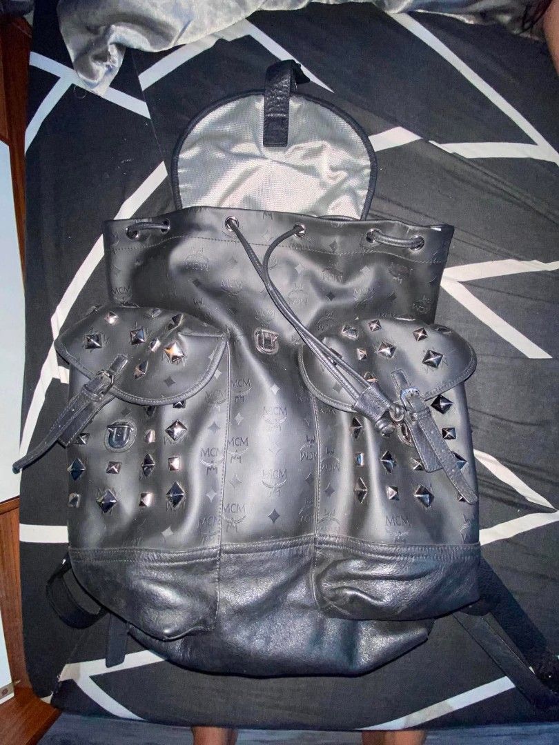 MCM Stark Side Studs Backpack in Visetos Medium (Category: Luxury Bags & Wallets) located in Manila. Submitted by mitchay26 (Listing ID 1459891361, Image 2). Description: price is not yet firm, we can still negotiate. i bought it for 60k last year, that's why.