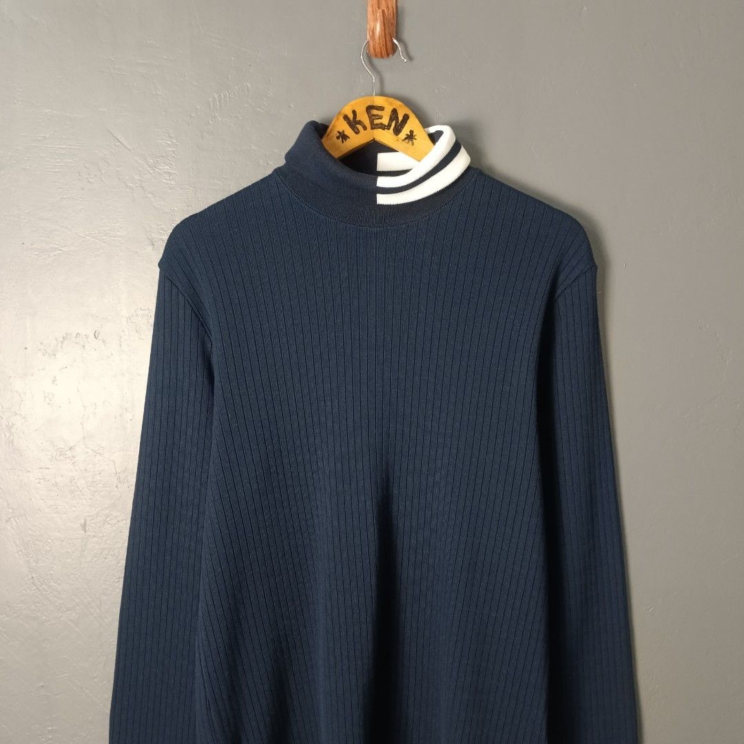 Men's - Thom Browne (Category: Coats, Jackets and Outerwear) located in Bacolod City. Submitted by drop.ph (Listing ID 1459793220, Image 1). Description: Thom Browne 4 Stripe Turtle Neck Ribbed Sweater Authentic *Dark Navy *Size 2 fits M - 19.5x27, 29 back *Good as New *No flaws *Price: 12,000php *Add SF if outside Bacolod City.