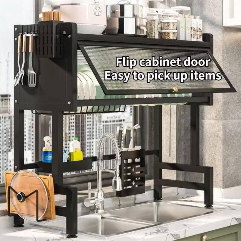 Metallic Dish Rack Dustproof Kitchen Drain With Cabinet Door Drying Multi-functional Sink Rack (Category: Announcements) located in Manila. Submitted by haideshop (Listing ID 1459805827, Image 1). Description: Dish rack with cover 65cm 1300 75cm 1400 85cm 1500 105cm 1600.