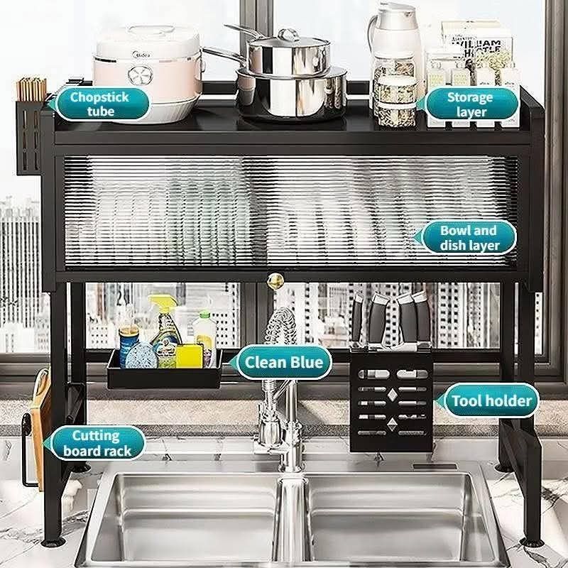 Metallic Dish Rack Dustproof Kitchen Drain With Cabinet Door Drying Multi-functional Sink Rack (Category: Announcements) located in Manila. Submitted by haideshop (Listing ID 1459805827, Image 2). Description: Dish rack with cover 65cm 1300 75cm 1400 85cm 1500 105cm 1600.