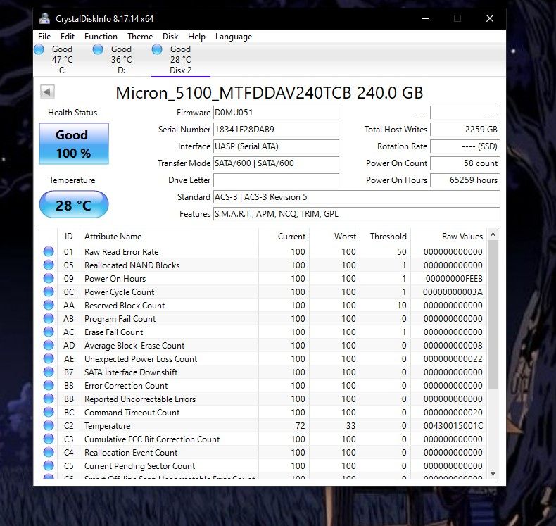 Micron 5100 Pro m.2 SATA SSD 240GB (Category: Hard Disks & Thumbdrives) located in Pasig City. Submitted by homelabph (Listing ID 1459785215, Image 2). Description: Micron 5100 Pro m.2 SATA SSD 240GB -240GB 3D TLC -m.2 2280 SATA 6Gbps -Endurance rating: 650TB -Performance: 540MB/s read, 250MB/s write -4pcs available, Php 2,000 each, take all Php 6,800 -M.2 to SATA adapter included -PRICE POSTED IS THE FINAL PRICE -COMPATIBILITY IS BUYERS RESPONSI