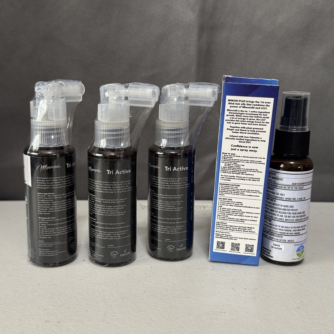 Minoxiplus Tri-Active Formula (Category: Hair) located in Marikina City. Submitted by ShanDestashes (Listing ID 1459737270, Image 2). Description: Sealed and Unused Topical solutions Original Price of all is around 3,200 Inclusions: - 3x Tri-Active Minoxiplus - 1x Minoxiplus Solution - 1x Ali Minox Solution RFS: Switched to oral form Meetup Options (+Handling Fee) • SM Masinag / LRT 2 Antipolo Station (+80 hf) • MRT Cubao (+130 hf) Shipping Optio
