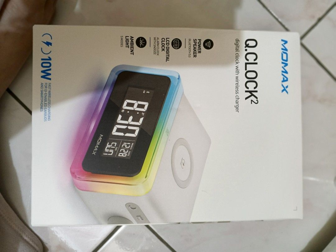 Momax Q.Clock2 digital clock with Wireless Charger (Category: Clocks) located in Manila. Submitted by zealhorse_de2e4a (Listing ID 1459741112, Image 3). Description: ⏰ FOR SALE: MOMAX Q.CLOCK² — ₱2,500 ONLY! Brand new and factory sealed — never opened! 📦✨ MOMAX Q.CLOCK² Digital Clock + Wireless Charger + Bluetooth Speaker + Ambient Light 💰 Selling Price: ₱2,500 🏷️ Original retail price: around ₱3,990 — similar Philippine listings show ₱3,990–₱
