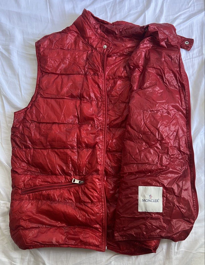 Moncler Red Gilet (Category: Luxury Apparel) located in Manila. Submitted by zellie11 (Listing ID 1459722075, Image 3). Description: - Authentic Moncler puffer vest - Color: Red - Size: 4 - Lightweight and warm, perfect for layering - Classic Moncler logo patch on chest - Two front zip pockets.