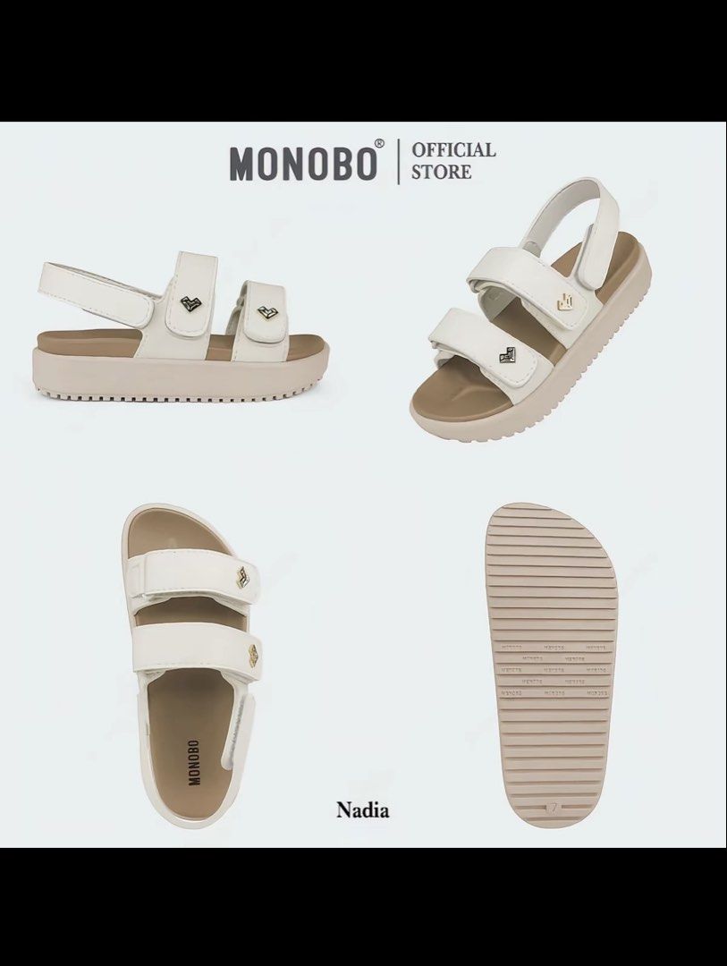 MONOBO Nadia Beige/Cream Platform Sandals (Category: Sandals) located in Quezon City. Submitted by ansherina0915 (Listing ID 1459728908, Image 2). Description: OG BRAND NEW - WITH BOX & TAG Available - PM for more pictures Bought from orange app worth 1,500 True to size EU 37 and adjustable strap Rfs not my style Shipping fee shoulder of buyer.