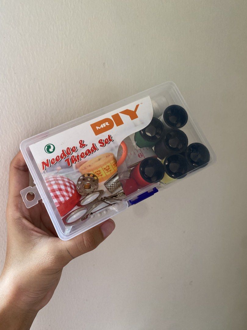 MR DIY Needle & Thread Set Sewing Kit (Category: Craft Supplies & Tools) located in Batangas. Submitted by v.ukay (Listing ID 1459701236, Image 1). Description: - Never used - MR DIY Needle and Thread Set - Essential sewing tools included: needles, threads, scissors, measuring tape, thimble, and buttons - Convenient clear plastic case with clasp for storage - Ideal for quick clothing repairs and small DIY sewing projects - Compact and portable de