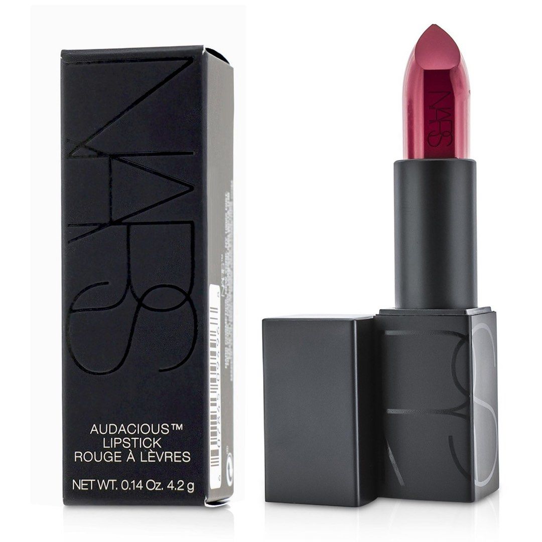 NARS Audacious Lipstick Rouge a Levres Audrey 9458 (Category: Makeup) located in Quezon City. Submitted by patpotpit (Listing ID 1459853226, Image 1). Description: - NARS Audacious Lipstick - Shade: Audrey (deep berry/plum) - Full-size: 4.2g - Includes original packaging - Ideal for a bold, statement lip look.
