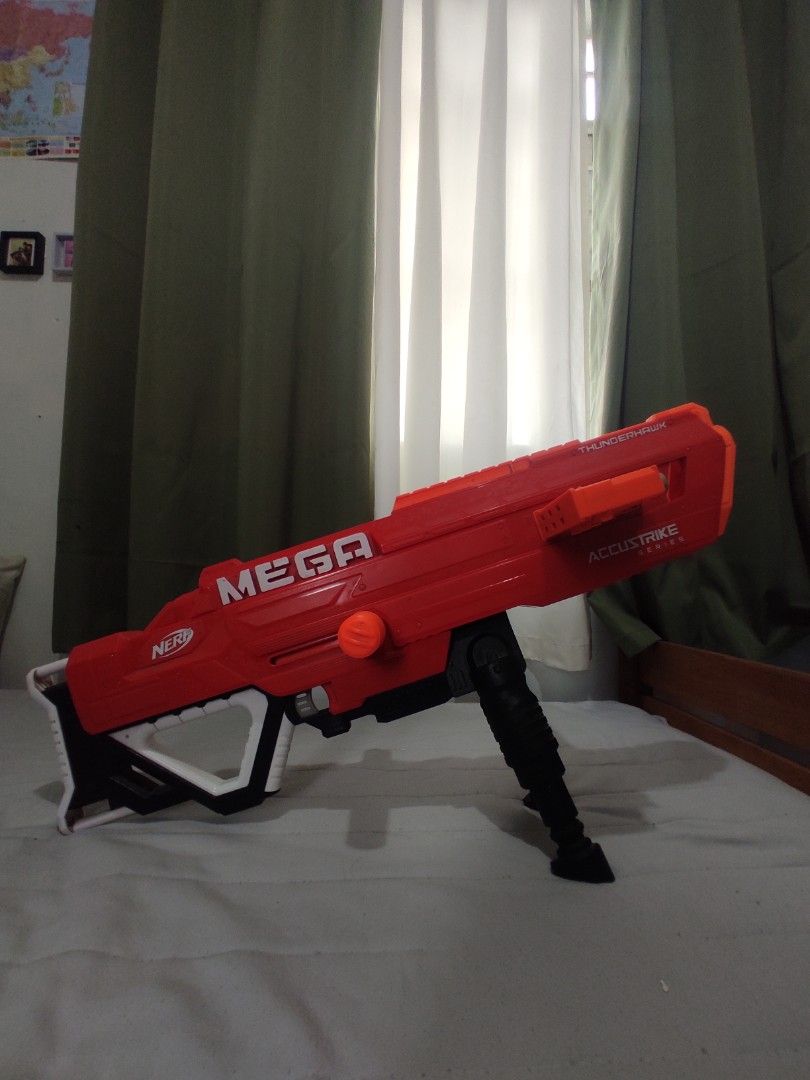 NERF GUNS FOR SALE (Category: Action & Battle Toys) located in Manila. Submitted by jc_noblezz (Listing ID 1459777439, Image 3). Description: 🔥 NERF BLASTERS FOR SALE – Thunderhawk + Star Wars Han Solo Blaster (Set of 3) Decluttering, selling my Nerf collection! 1️⃣ Nerf Mega Thunderhawk AccuStrike Longest Nerf blaster with folding bipod stand 4 darts included ⚠️ Shooting power/range is weak — good for display or close-range play Cosmetically go