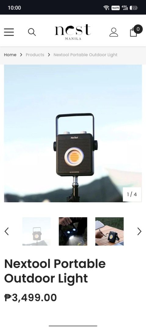 NexTool Outdoor Floodlight (Category: Hiking & Camping) located in Marikina City. Submitted by beejaygarcia (Listing ID 1459704475, Image 3). Description: - Brand new and sealed; infinitely dimmable field light - 1800 Lumens Brightness; durable aluminum alloy build with a compact, portable design (124 x 119 x 39.7mm; 497g) - ​Dual Light System: High-performance dual source featuring an 1800-lumen main spotlight with a 175° adjustable angle, plus 