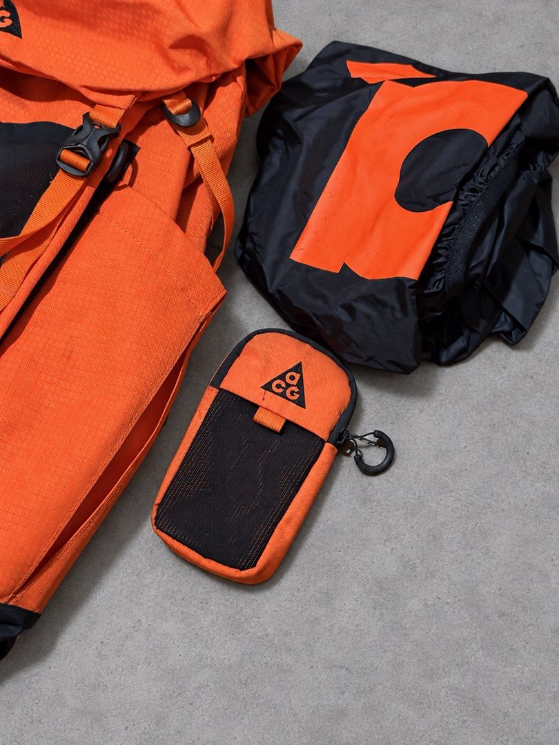 Nike ACG Backpack in Safety Orange 44L (Category: Backpacks) located in San Fernando. Submitted by peachboy_ (Listing ID 1459823742, Image 2). Description: Nike ACG Backpack in Safety Orange 44L Perfect for hiking, trekking, camping, and short multi-day/overnight trips. Gently used, but in excellent condition. Issues: I lost the waist pack and chest strap—please see the last photo for reference. That’s the only issue. Other than that, the bag is 