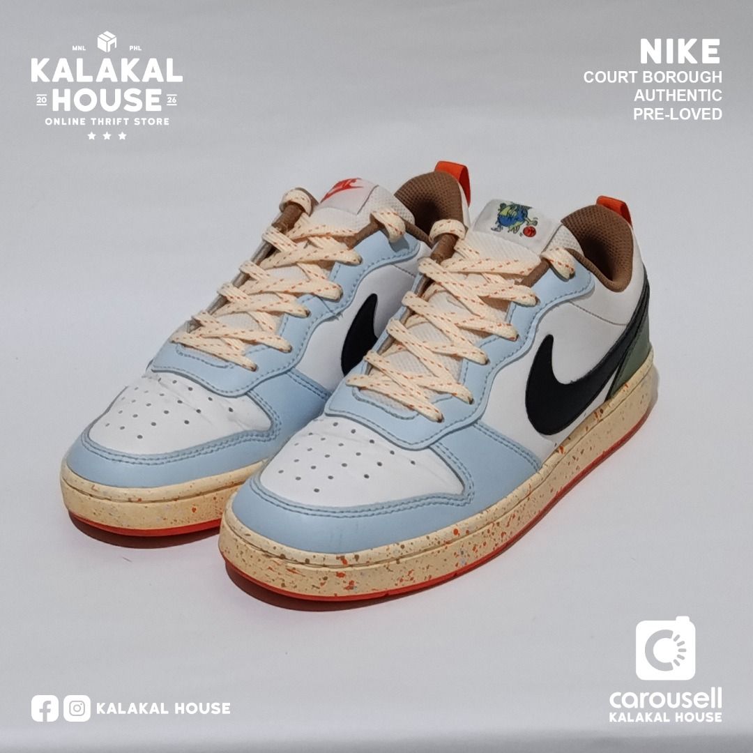 Nike Court Borough Low (Category: Sneakers) located in Manila. Submitted by kalakalhouse (Listing ID 1459835762, Image 2). Description: NIKE SHOE / SNEAKERS MODEL: Court Borough SIZE: 24cm - See Last Photo CONDITION: Used / Good - No Box PRICE: ₱990.00 MEETUP: Sampaloc, Manila DELIVERY: J&T • Lalamove ISSUES: Minimal creasing. NOTE 1: The background/environment and lighting in the first photo have been AI-generated or enhanced for presentation pu