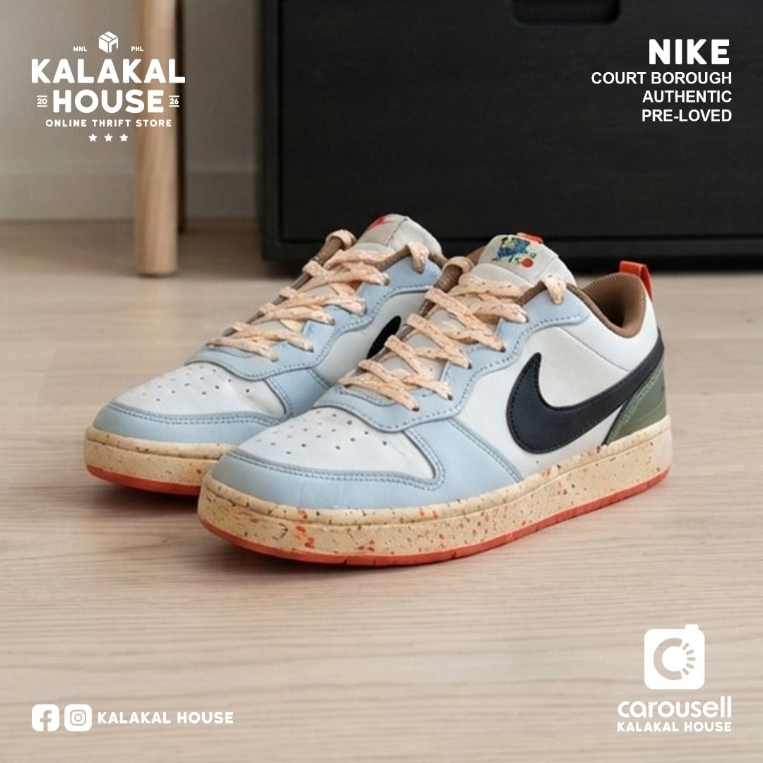 Nike Court Borough Low (Category: Sneakers) located in Manila. Submitted by kalakalhouse (Listing ID 1459835762, Image 1). Description: NIKE SHOE / SNEAKERS MODEL: Court Borough SIZE: 24cm - See Last Photo CONDITION: Used / Good - No Box PRICE: ₱990.00 MEETUP: Sampaloc, Manila DELIVERY: J&T • Lalamove ISSUES: Minimal creasing. NOTE 1: The background/environment and lighting in the first photo have been AI-generated or enhanced for presentation pu