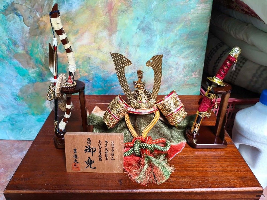 Ningyoya Honpo Samurai Helmet Kabuto Display Set (Category: Vintage Collectibles) located in Baguio. Submitted by chanel_natsef (Listing ID 1459816118, Image 3). Description: LIKE NEW! JAPANESE SAMURAI HELMET KABUTO COMPLETE DISPLAY SET 🧨 3,000 ONLY!!! SUPER SALE!!! GCASH NOW!!! (PANG MAYAMAN ORIG PRICE NG MGA GANITO, NASA 20K+) ✅️ TRADITIONAL JAPANESE DESIGN – SYMBOL OF STRENGTH, HONOR & PROTECTION ✅️ COMPLETE SET – HELMET (KABUTO), SWORD (KATA