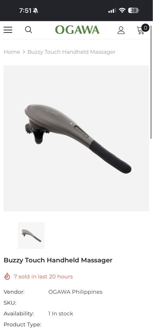 Ogawa Handheld Massager (Category: Massage Devices) located in Antipolo. Submitted by marian_ang (Listing ID 1459812783, Image 2). Description: SRP: ₱9,990 RFS: Di rin po talaga nagamit at all 😭 So sayang please get it na :< Condition: NOT USED !! No issues as in ZERO :D If meet-up, pls pay for my pamasahe ☹️ .