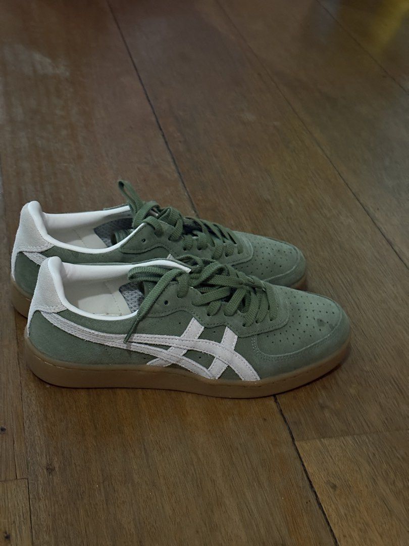 Onitsuka Tiger GSM Moss/White Sneakers (Category: Sneakers) located in Marikina City. Submitted by cbcloset (Listing ID 1459789629, Image 2). Description: - Onitsuka Tiger GSM Sneakers - Color: Moss Green with White Stripes - Features: Gum Sole - Size: 39 EUR / 24.5 CM - Includes: Original Box - Ideal for: Casual Wear.