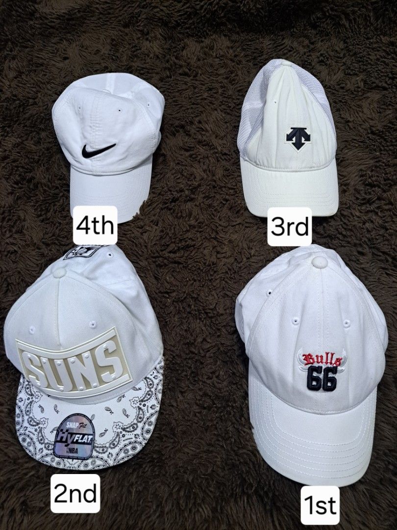 ORIGINAL CAPS (Category: Caps & Hats) located in Quezon City. Submitted by kimlynandaya (Listing ID 1459799565, Image 1). Description: ORIGINAL MLB CAPS 1ST PRICE:499 SIZE:S-M BRAND:NBA 2ND PRICE:399 SIZE:S-M BRAND:NBA 3RD PRICE:300 SIZE:S-M BRAND:DESENTE 4TH PRICE:399 SIZE:S-M BRAND:NIKE.
