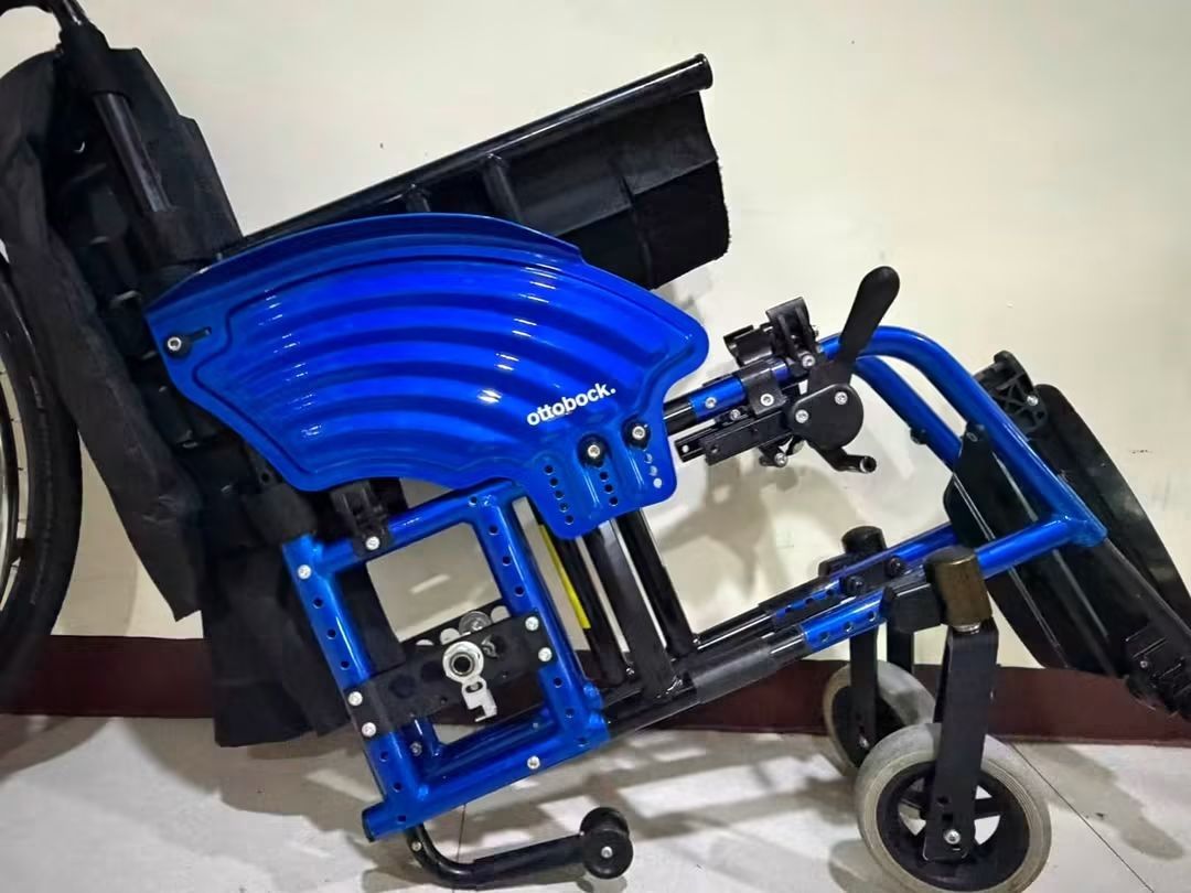 Ottobock Folding Lightweight Wheelchair (Category: Medical Supplies & Tools) located in Manila. Submitted by bernajimenez (Listing ID 1459895328, Image 3). Description: FOR SALE 🦽 Ottobock Folding Lightweight Wheelchair ✅ Brand: Ottobock (Premium German Quality) ✅ Frame: Sturdy blue alloy, fully foldable & compact ✅ Seat: Black breathable padded backrest with Ottobock branding ✅ Wheels: Quick-release large rear wheels, easy transport/storage ✅ F
