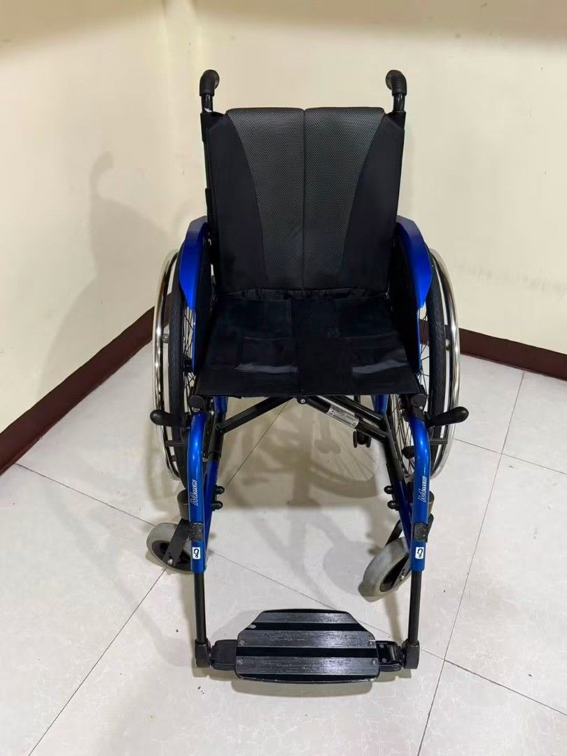 Ottobock Folding Lightweight Wheelchair (Category: Medical Supplies & Tools) located in Manila. Submitted by bernajimenez (Listing ID 1459895328, Image 1). Description: FOR SALE 🦽 Ottobock Folding Lightweight Wheelchair ✅ Brand: Ottobock (Premium German Quality) ✅ Frame: Sturdy blue alloy, fully foldable & compact ✅ Seat: Black breathable padded backrest with Ottobock branding ✅ Wheels: Quick-release large rear wheels, easy transport/storage ✅ F
