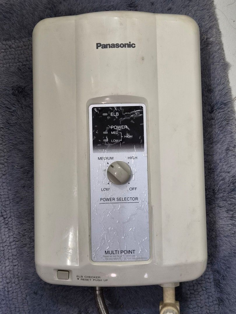 Panasonic Multi Point Water Heater (Category: Water Heater & Instant Showers) located in Makati City. Submitted by edconstant (Listing ID 1459711211, Image 1). Description: - Panasonic Multi-Point Water Heater - Color: white - Power Selector: OFF, LOW, MEDIUM, HIGH settings - Built-in ELB checker for safety - For REPAIR : Diaphragm O-ring (included), switch .