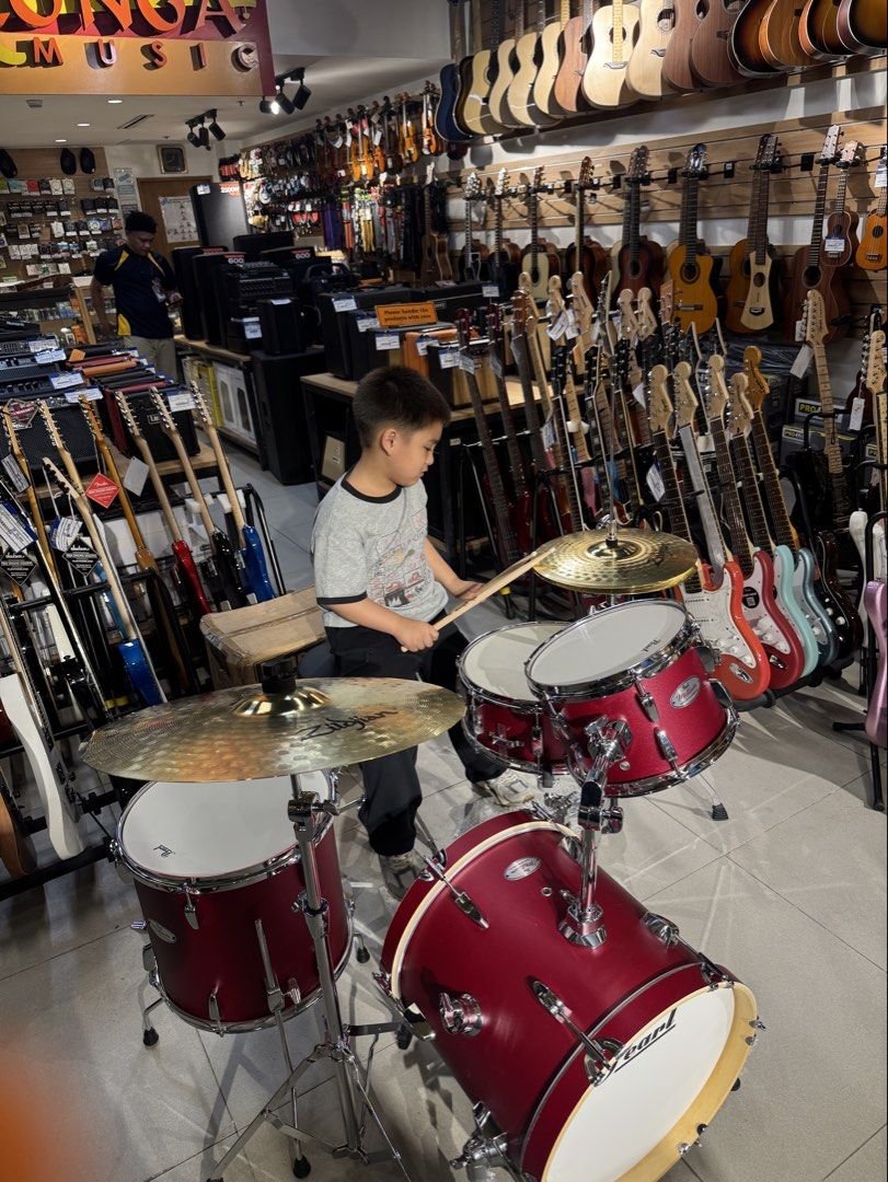 Pearl midtown deum set 4pc with 2 cymbals drum stool (Category: Other Audio Equipment) located in Manila. Submitted by donyadii (Listing ID 1459758102, Image 1). Description: Just bought on August 16 2026 at Salonga Ali Mall for 40k. rfs: My child is not ready ;( .